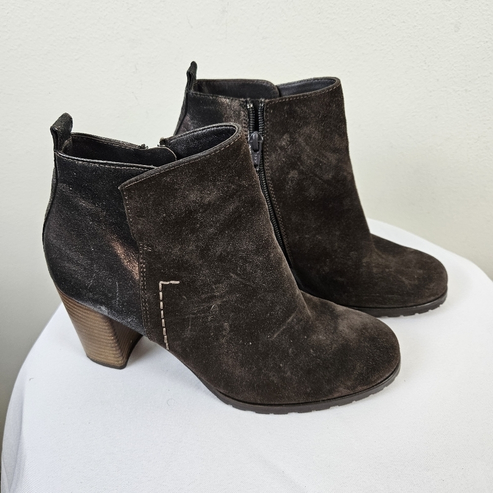 Paul Green Rocking Ankle Bootie Brown Block Chunky Size 5 Us 7.5